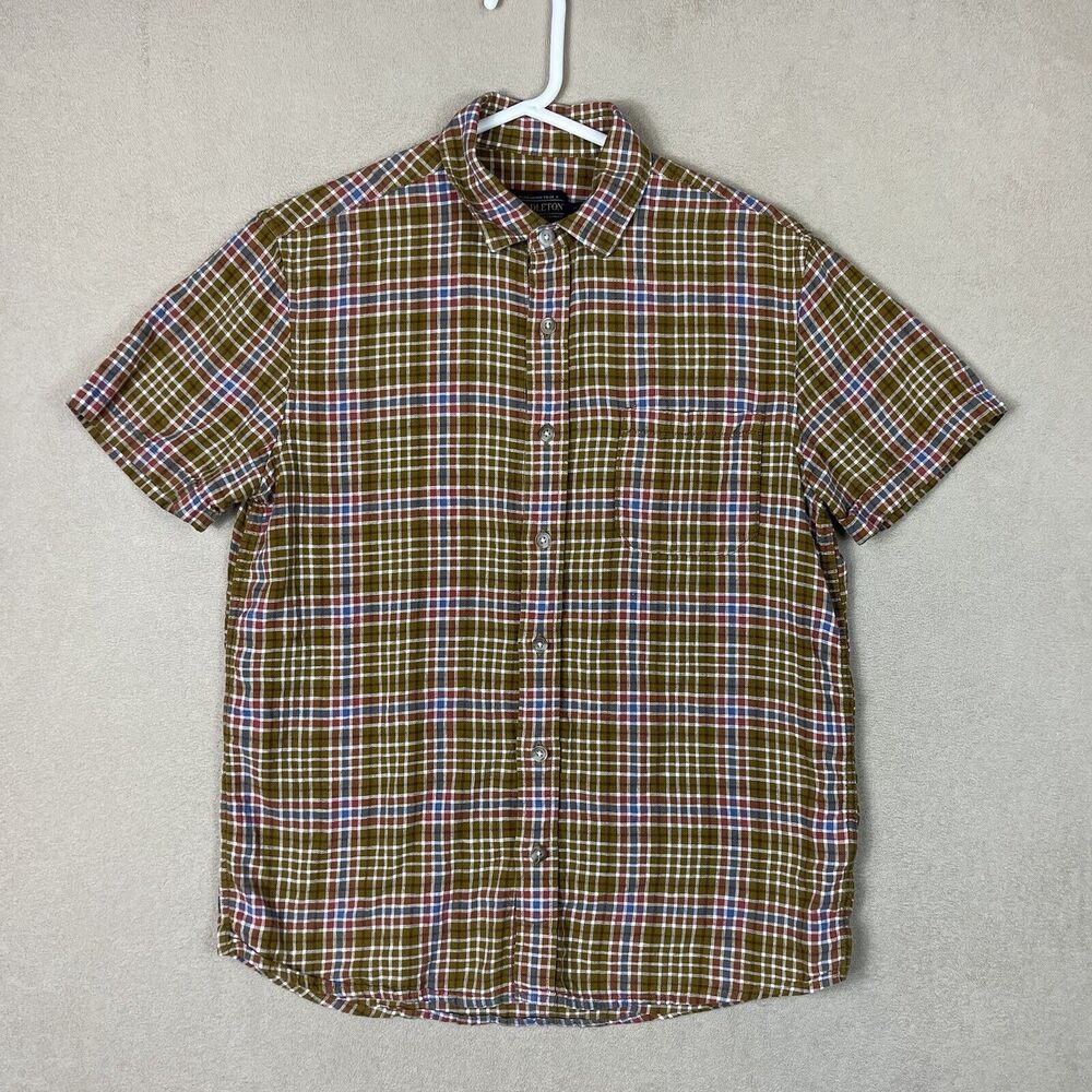 Pendleton Shirt Mens Medium Brown Red Blue Plaid Casual Western Workwear Adult